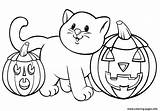 Coloring Halloween Printable Pumpkin Cat Pages Print Color Prints sketch template