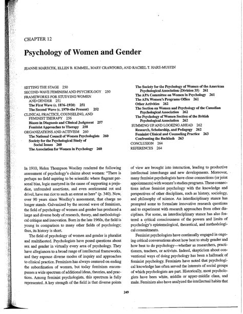 Pdf Psychology Of Women And Gender