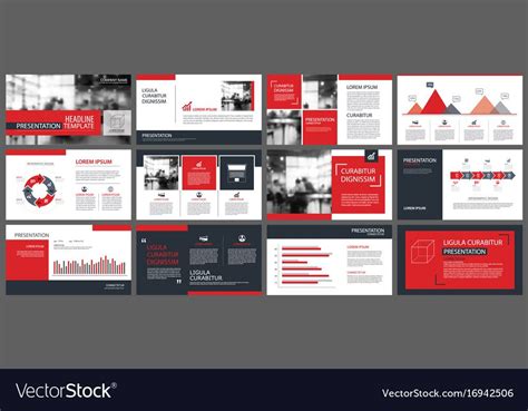 red  templates  infographics elements background