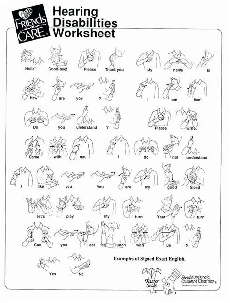 sign language printable worksheets  sign language worksheets