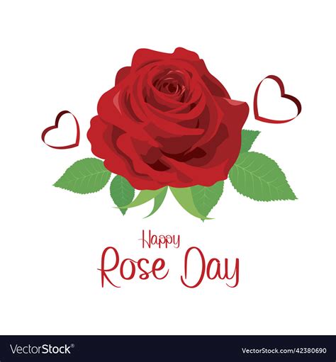 happy rose day greeting card  red rose icon vector image