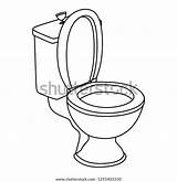 Coloring Bathroom Toilet Objects Related Pages Vector Cartoon Illustration Background sketch template