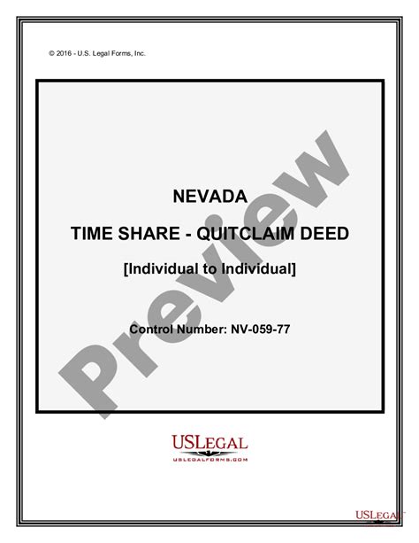 nevada quitclaim deed  timeshare property  individuals