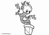 Groot Pages Coloring Guardians Galaxy Baby Kids Printable Color sketch template