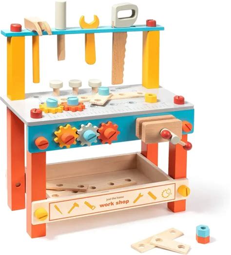 robotime montessori children wooden workbench tool stand set toddlers