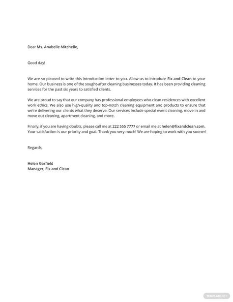cleaning business introduction letter
