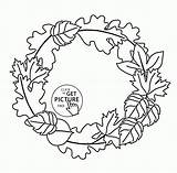 Coloring Pages Wreath Fall Autumn Leaves Kids Wuppsy Leaf sketch template