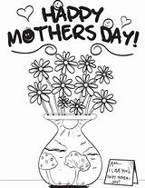 Mothers Coloring Happy Printable Pages Flowers Mom Mother Kids Religious Print Sheets Adults Color Cute Colouring Vase Bible Bouquet Getcolorings sketch template