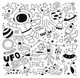 Space Doodle Doodles Vector Illustration Set Pattern Cute Premium Drawings Seamless Drawing Background Theme Choose Board sketch template