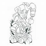 Tiki Coloring Pages Hut Search Google Getcolorings Tattoo sketch template