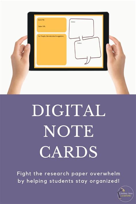 digital research paper note cards  middle high school distance