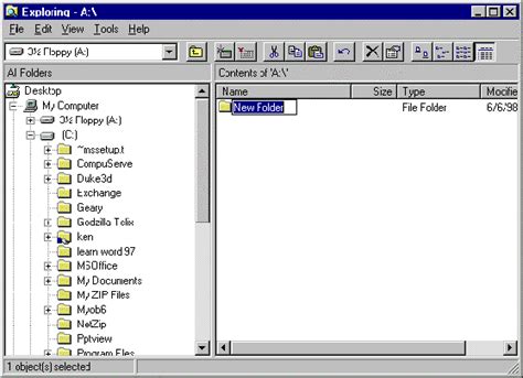 windows 95 module 1 creating folders