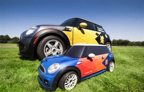 mini cooper rc cars collect javelins    london olympics complex