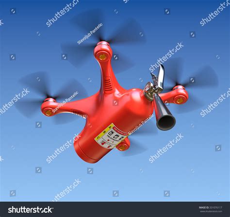 fire fighting drone  fire extinguisher stock photo