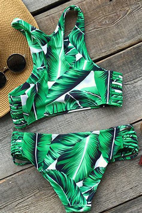 palm tree leaves tank bikini set in 2020 swimsuits bikinis for teens swimsuits for teens