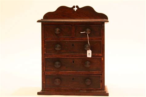 miniature oak  drawer apprentice chest  turned
