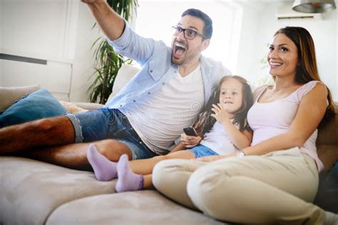 happy family watching television   home stock image image  daughter love