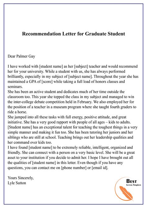 student reference letter reference letter template reference letter