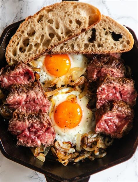 breakfast steak  eggs skillet  pan recipe indulgent eats dining recipes travel