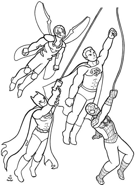 superheroes coloring page commission  firefiriel  deviantart