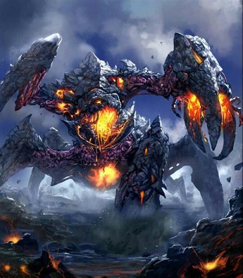 dark summoner wandering lava fantasy monster fantasy