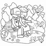 Coloring Pages Grandparents Couple Bench Kids Printable Old Book Grandmas Clip Grandpas Mom Park Sitting 30seconds Illustrations Fun Vector Printables sketch template