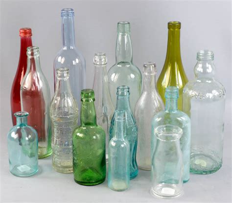 Lot Detail Group Of Vintage Colored Glass Bottles