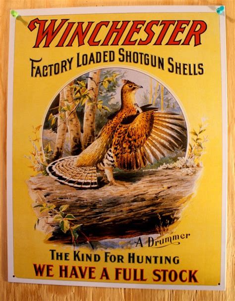 Winchester Shotgun Shells Tin Sign Grouse Riffle Ammo Gun