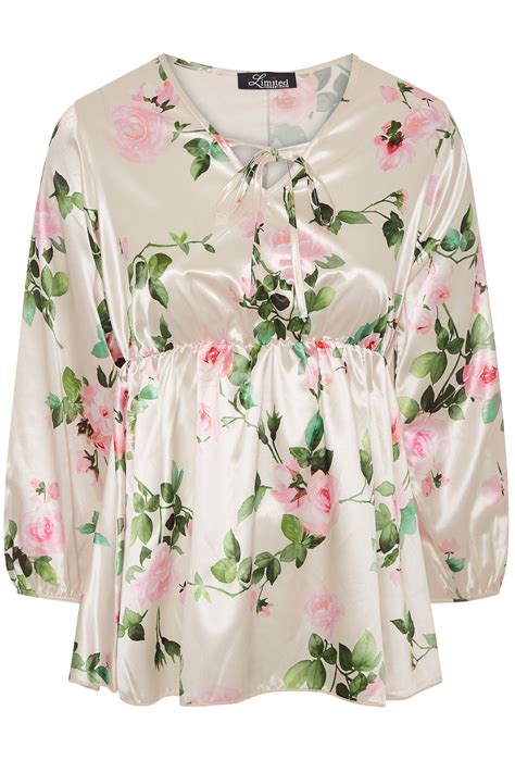 limited collection white satin floral top  clothing
