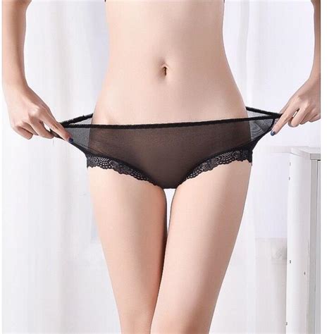 buy womens medium waist underwear full transparent mesh lace ultra