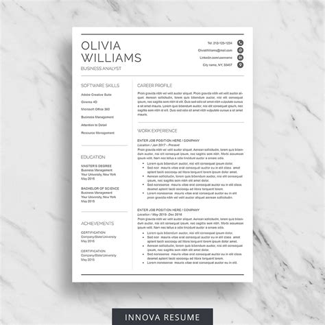 professional resume template  word innova resume modern resume templates