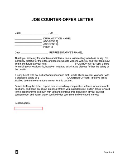 counter offer letter template samples letter template collection