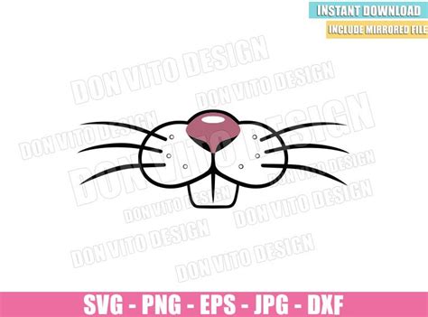 bunny mouth teeth svg dxf png cute easter rabbit face mask cut file
