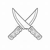 Coltelli Cucina Knives Crossed Vettori Sei Insieme Vettore Disegnati Attraversati sketch template