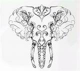 Elephant Tattoo Head Tribal Coloring Drawings Tattoos Pages Cartoon Silhouette sketch template