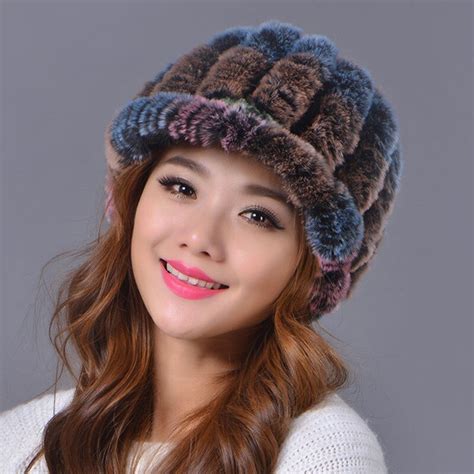 winter rex rabbit fur hat female earmuffs fashion headgea beanies