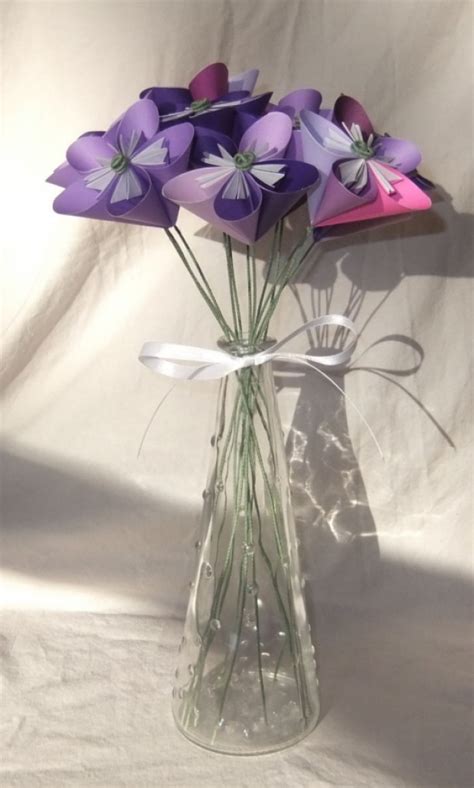 Purple Origami Flower Bouquet Aftcra