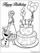 Birthday Coloring Happy Cake Anna Pages Olaf Color Snowman Printable Getcolorings sketch template