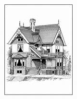 Vintage Coloring Book Victorian Adult Houses Homes Beautiful House Pages Books Click Clickamericana sketch template