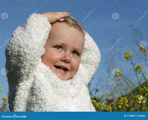 cute toddler stock photo image  blond girl flower