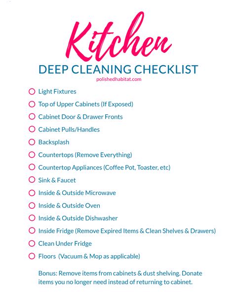 printable deep cleaning checklist
