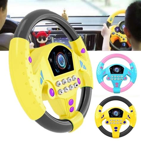 kids  seat car steering wheel toys driving game horn sounds electronic light educational toy