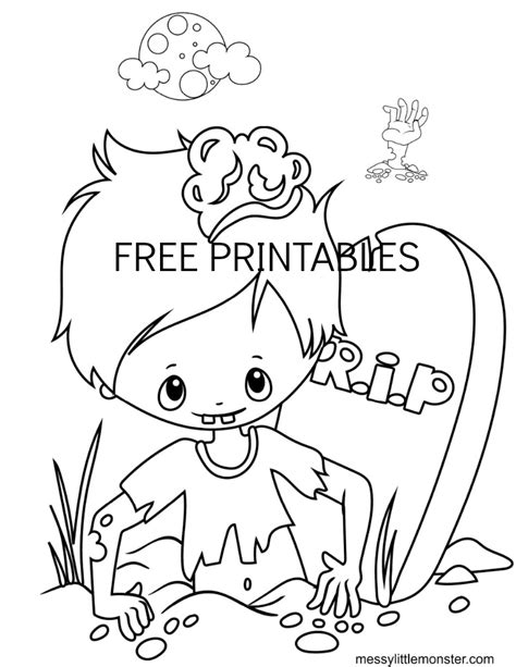 halloween colouring pages  kids messy  monster