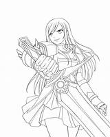 Coloring Fairy Tail Erza Pages Scarlet Library Clipart sketch template