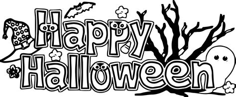 halloween text happy halloween coloring page wecoloringpagecom