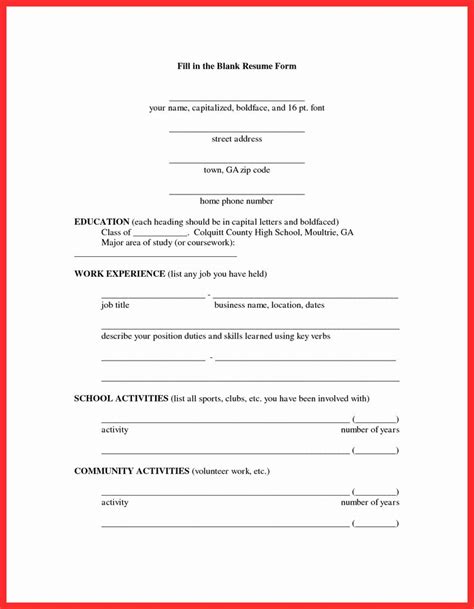 form  resume beautiful fill  resume form resume form