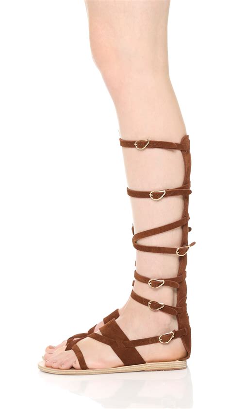 lyst ancient greek sandals alethea high gladiator sandals in brown