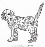 Coloring Dog Adult Animal Pages Antistress Puppy Easy Vector Zentangle Print Dogs Colouring Children Drawing Patterns Doodle Kids Drawings Book sketch template