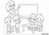 Classroom Teacher Coloring Children Cartoon Scene Hands Kids Holding Pages Drawing Vector Color Printable Getdrawings Getcolorings Print Friends sketch template