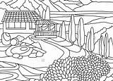 Coloring Pages Scenery Mountain Mountains Color Printable Getcolorings Landscapes sketch template